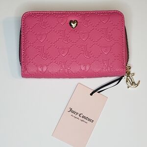 Juicy Couture "Deboss Free Love" hot pink semi charmed multicompartment wallet